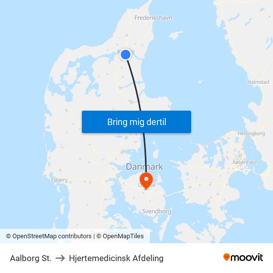 Aalborg St. to Hjertemedicinsk Afdeling map