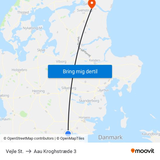 Vejle St. to Aau Kroghstræde 3 map