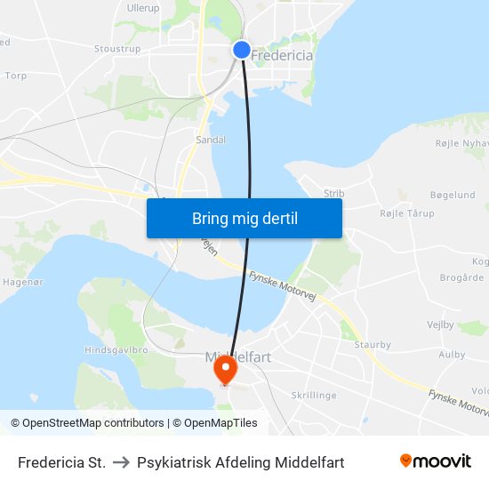 Fredericia St. to Psykiatrisk Afdeling Middelfart map