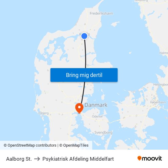 Aalborg St. to Psykiatrisk Afdeling Middelfart map