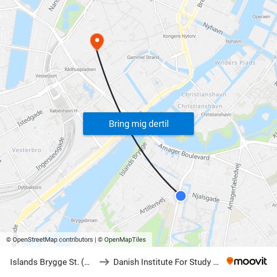 Islands Brygge St. (Metro) to Danish Institute For Study Abroad map