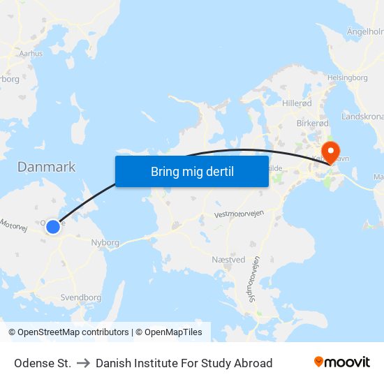 Odense St. to Danish Institute For Study Abroad map