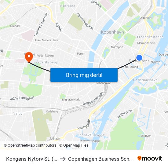 Kongens Nytorv St. (Metro) to Copenhagen Business School (Cbs) map