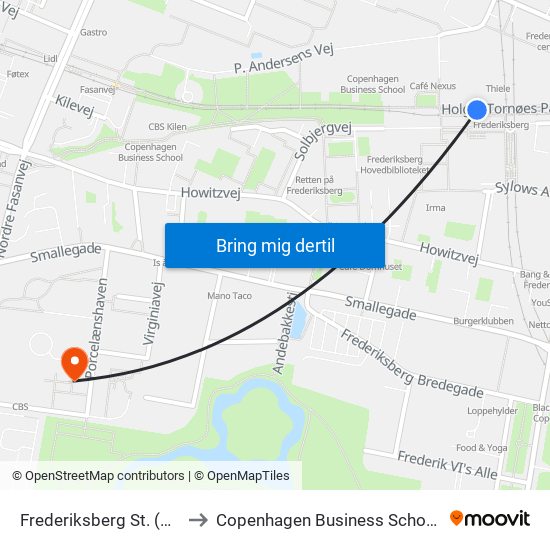Frederiksberg St. (Metro) to Copenhagen Business School (Cbs) map