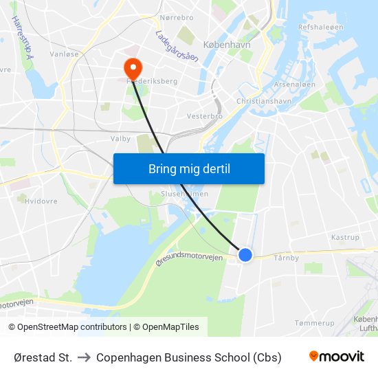 Ørestad St. to Copenhagen Business School (Cbs) map