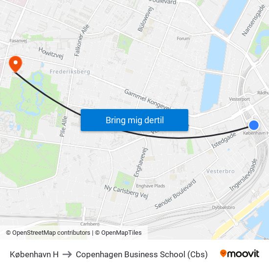 København H to Copenhagen Business School (Cbs) map