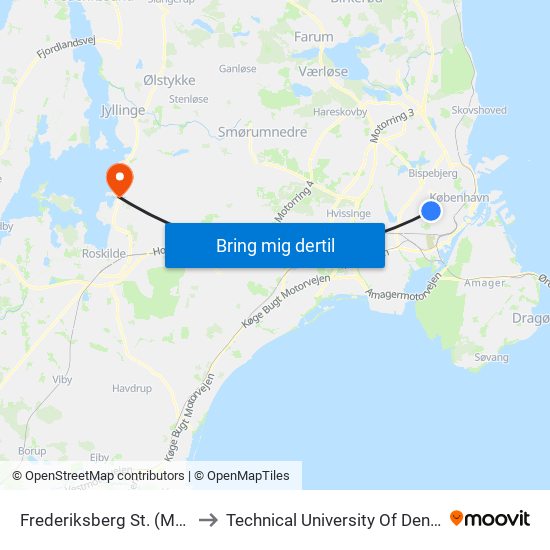 Frederiksberg St. (Metro) to Technical University Of Denmark map