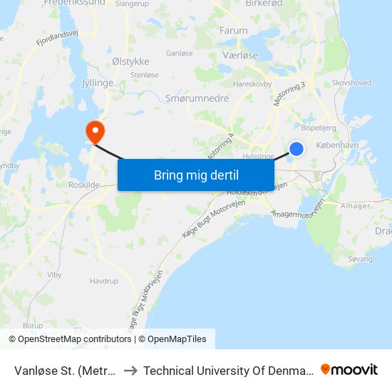 Vanløse St. (Metro) to Technical University Of Denmark map