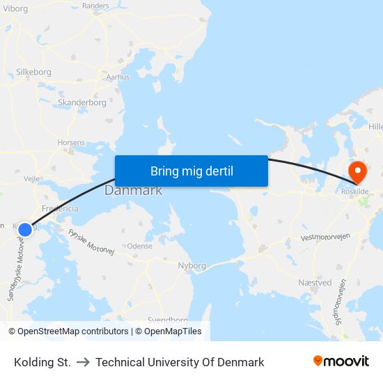 Kolding St. to Technical University Of Denmark map