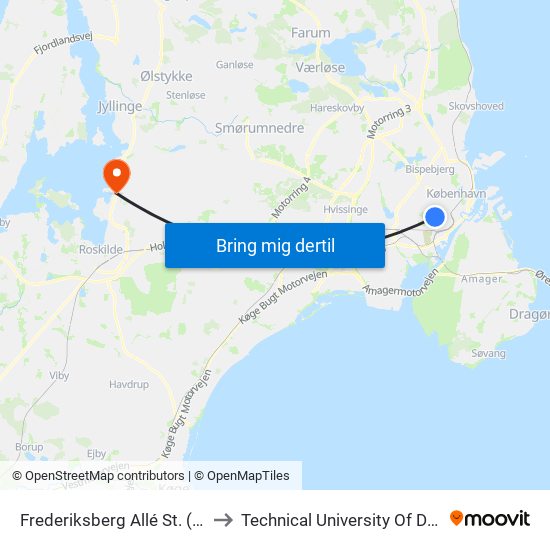 Frederiksberg Allé St. (Metro) to Technical University Of Denmark map