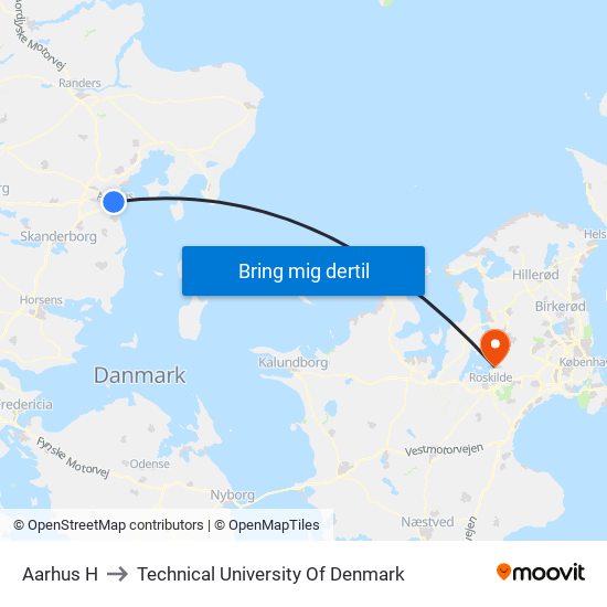 Aarhus H to Technical University Of Denmark map