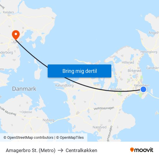 Amagerbro St. (Metro) to Centralkøkken map