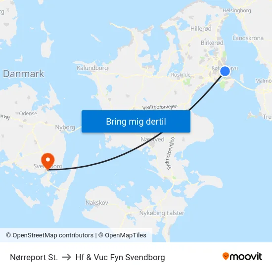 Nørreport St. to Hf & Vuc Fyn Svendborg map