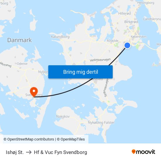 Ishøj St. to Hf & Vuc Fyn Svendborg map