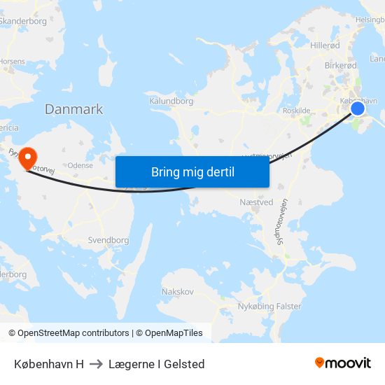 København H to Lægerne I Gelsted map