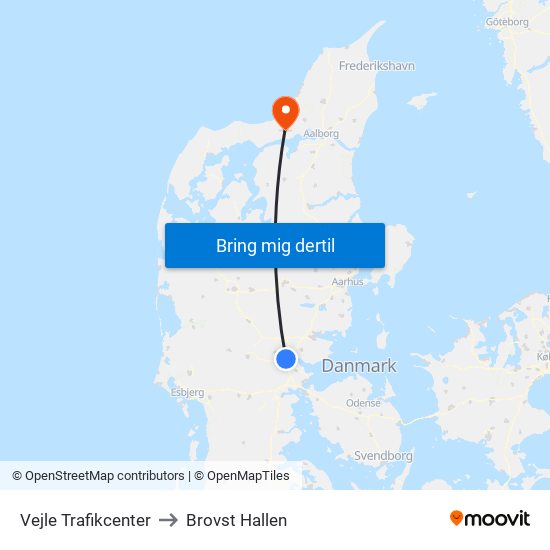 Vejle Trafikcenter to Brovst Hallen map