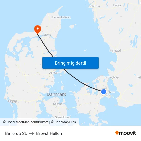 Ballerup St. to Brovst Hallen map
