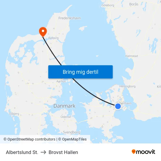 Albertslund St. to Brovst Hallen map