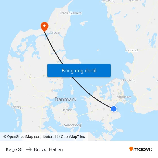 Køge St. to Brovst Hallen map