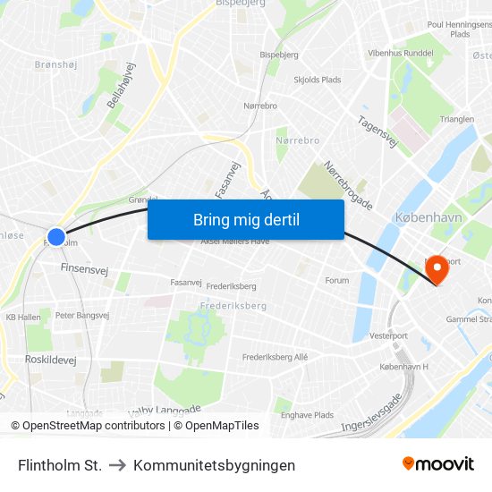 Flintholm St. to Kommunitetsbygningen map