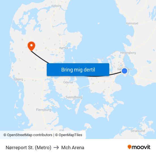 Nørreport St. (Metro) to Mch Arena map
