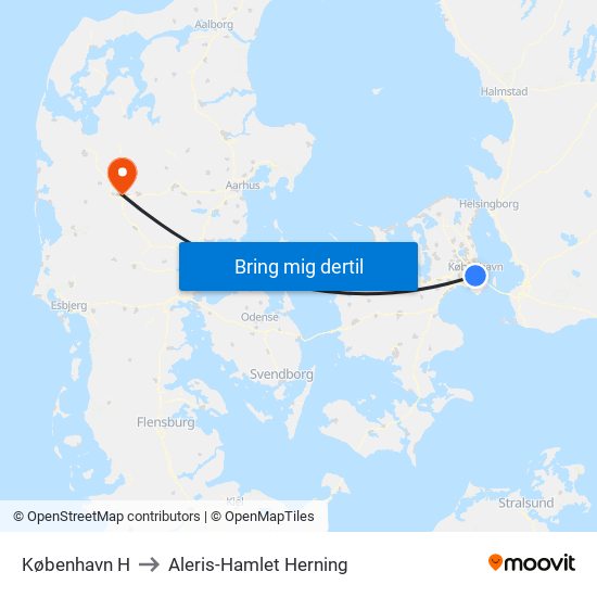 København H to Aleris-Hamlet Herning map