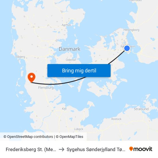 Frederiksberg St. (Metro) to Sygehus Sønderjylland Tønder map