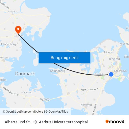 Albertslund St. to Aarhus Universitetshospital map
