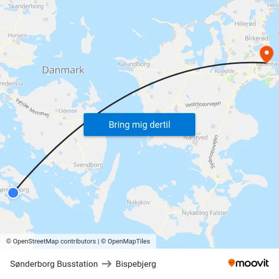 Sønderborg Busstation to Bispebjerg map