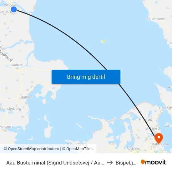 Aau Busterminal (Sigrid Undsetsvej / Aalborg) to Bispebjerg map