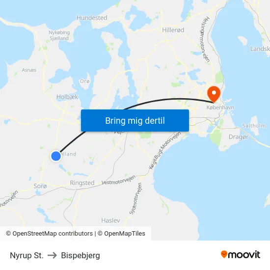 Nyrup St. to Bispebjerg map