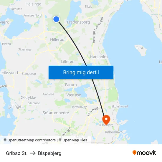 Gribsø St. to Bispebjerg map