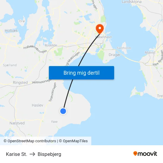 Karise St. to Bispebjerg map