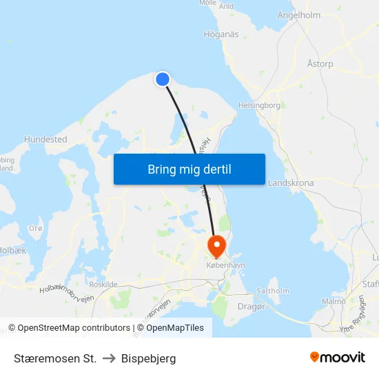 Stæremosen St. to Bispebjerg map