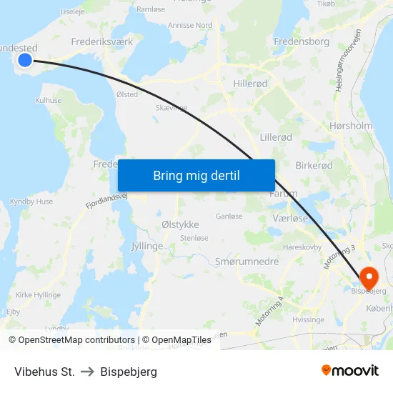Vibehus St. to Bispebjerg map