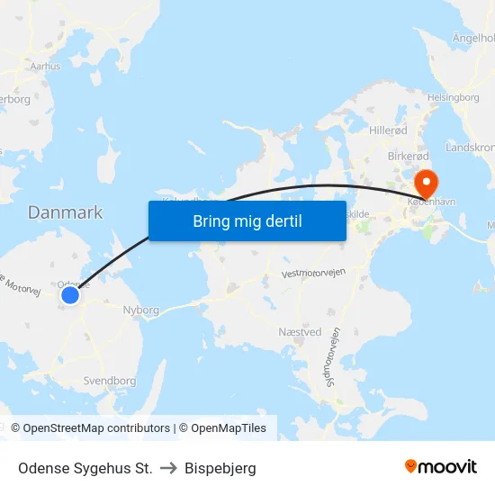 Odense Sygehus St. to Bispebjerg map