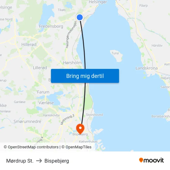 Mørdrup St. to Bispebjerg map