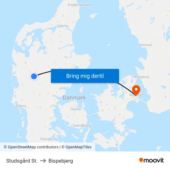 Studsgård St. to Bispebjerg map