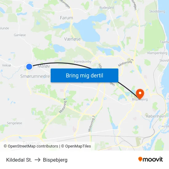 Kildedal St. to Bispebjerg map