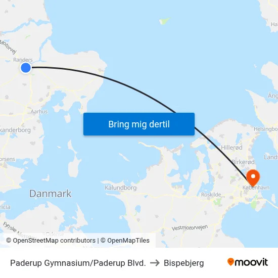Paderup Gymnasium/Paderup Blvd. to Bispebjerg map
