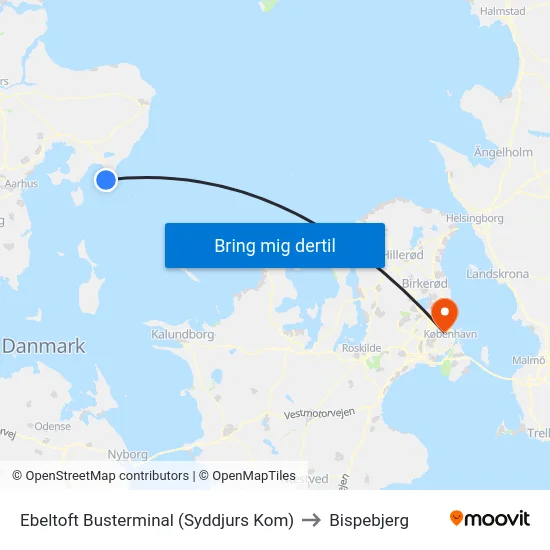 Ebeltoft Busterminal (Syddjurs Kom) to Bispebjerg map