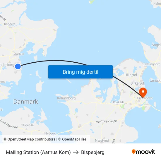 Malling Station  (Aarhus Kom) to Bispebjerg map
