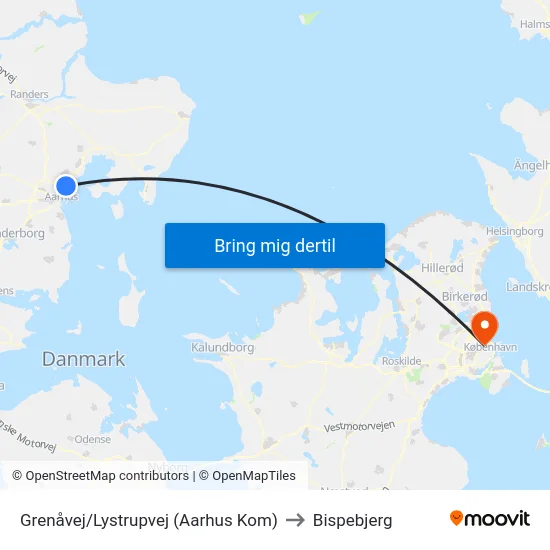 Grenåvej/Lystrupvej (Aarhus Kom) to Bispebjerg map