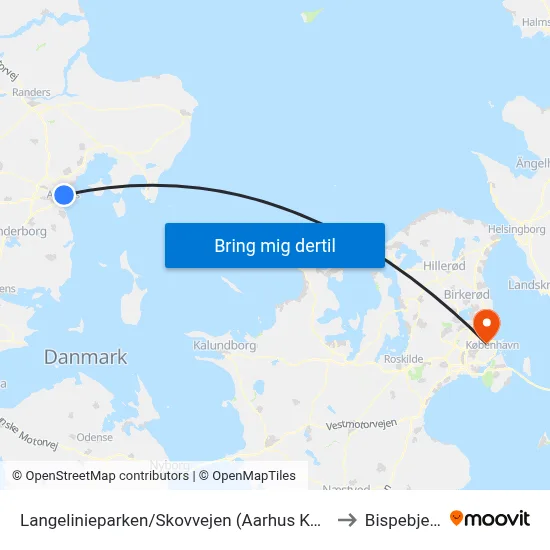 Langelinieparken/Skovvejen (Aarhus Kom) to Bispebjerg map