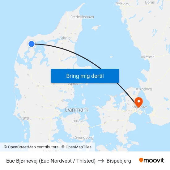Euc Bjørnevej (Euc Nordvest / Thisted) to Bispebjerg map
