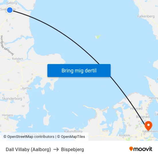Dall Villaby (Aalborg) to Bispebjerg map