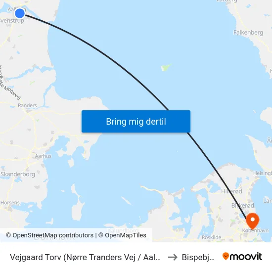 Vejgaard Torv (Nørre Tranders Vej / Aalborg) to Bispebjerg map