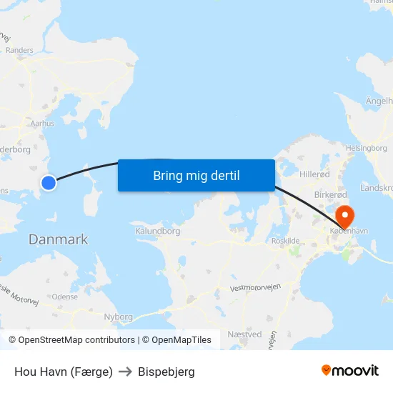 Hou Havn (Færge) to Bispebjerg map