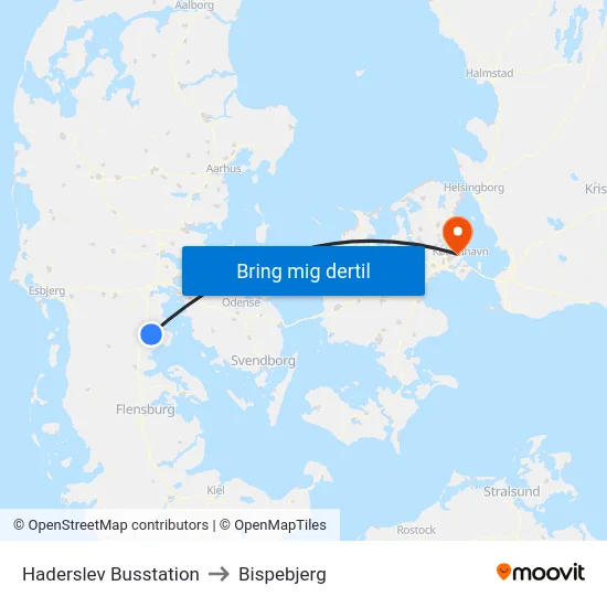 Haderslev Busstation to Bispebjerg map
