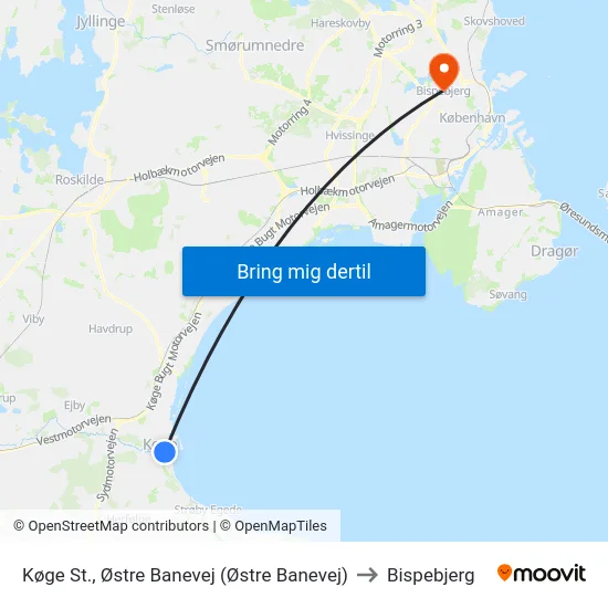 Køge St., Østre Banevej (Østre Banevej) to Bispebjerg map